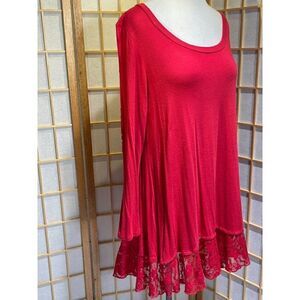 Kate & Mallory Red Lace Trim Tunic/Dress